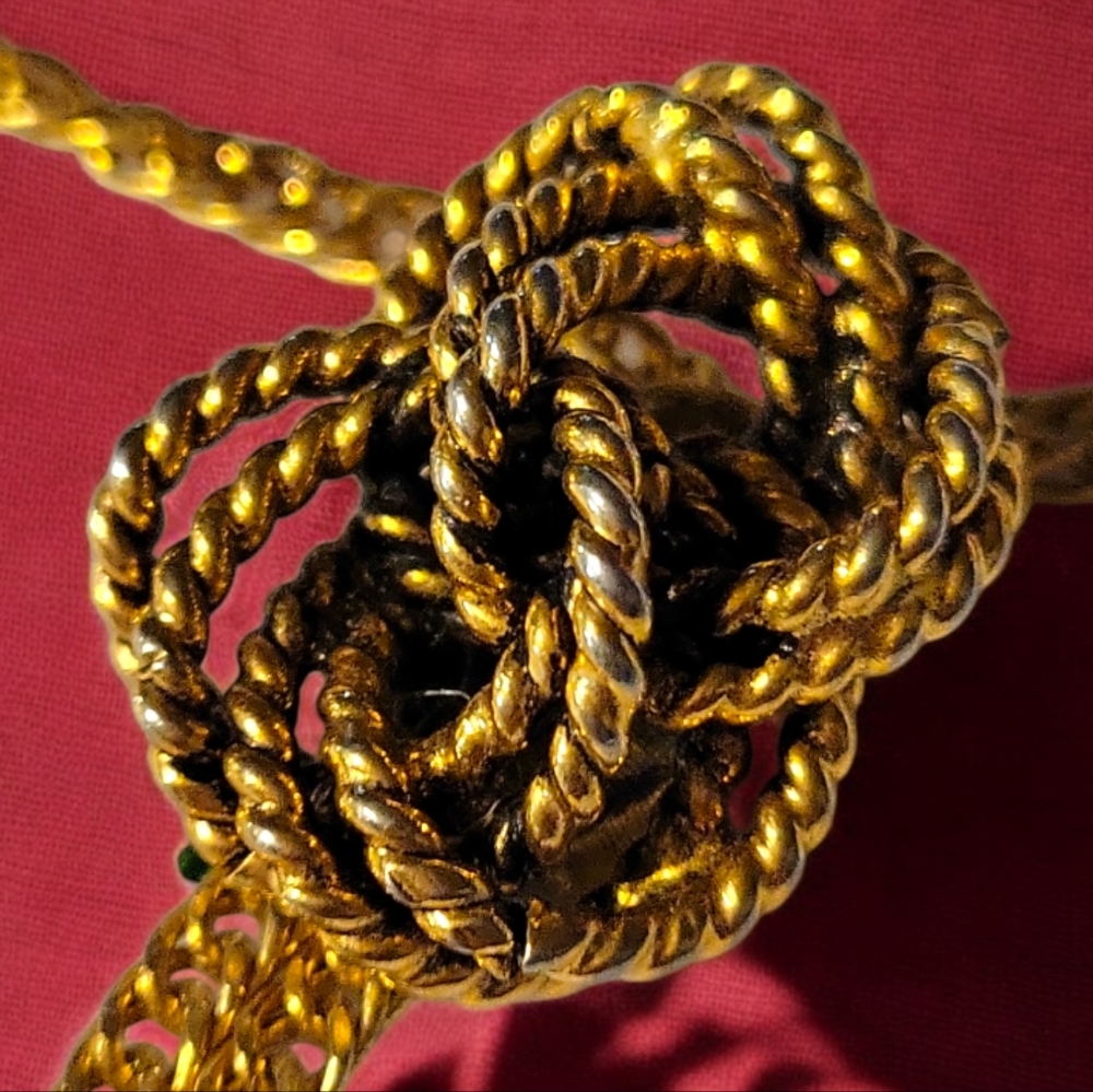 Gold Plated Chain Celtic Knot Love Necklace Barrel Latch Long Dangle